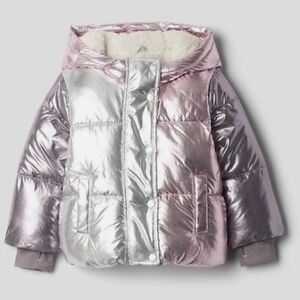 NWT Baby GAP Metallic Color Block Kids Puffer Jacket Size 12-18 Month